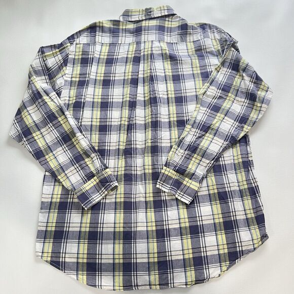 Brooks Brothers 346 Button Down Mens Blue Yellow White Check Plaid Polo Shirt L - Picture 2 of 9